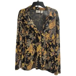 Women's Tapestry jacket size 2 (large) Made In The USA, Black, Chicos Brand